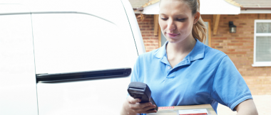 Woman delivers a parcel
